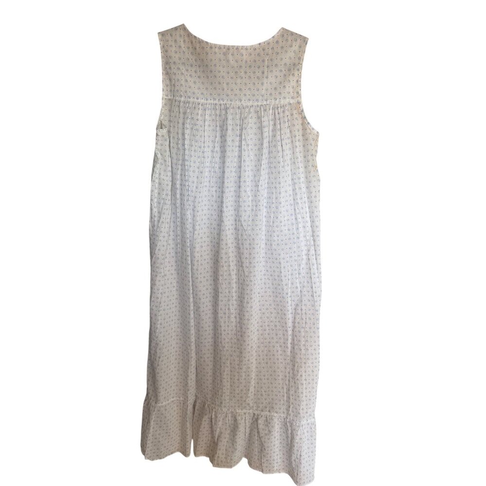 Eileen West Womens Nightgown Size M White Blue Floral Eyelet Trim Pullover New - Picture 2 of 15